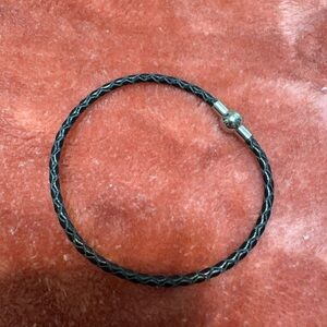 Linx braided leather and stainless steel bracelet